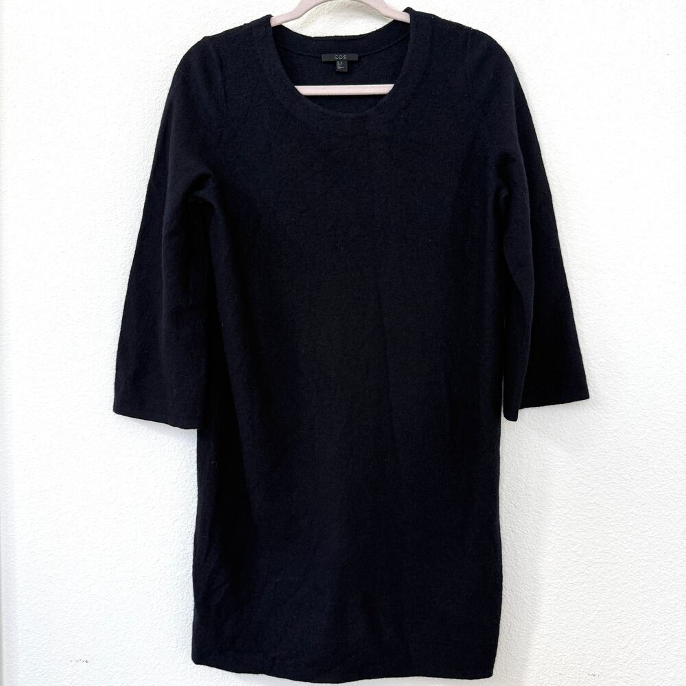 COS Wool Sweater Dress Black XS Minimalist‎ Quiet Luxury Capsule Wardrobe